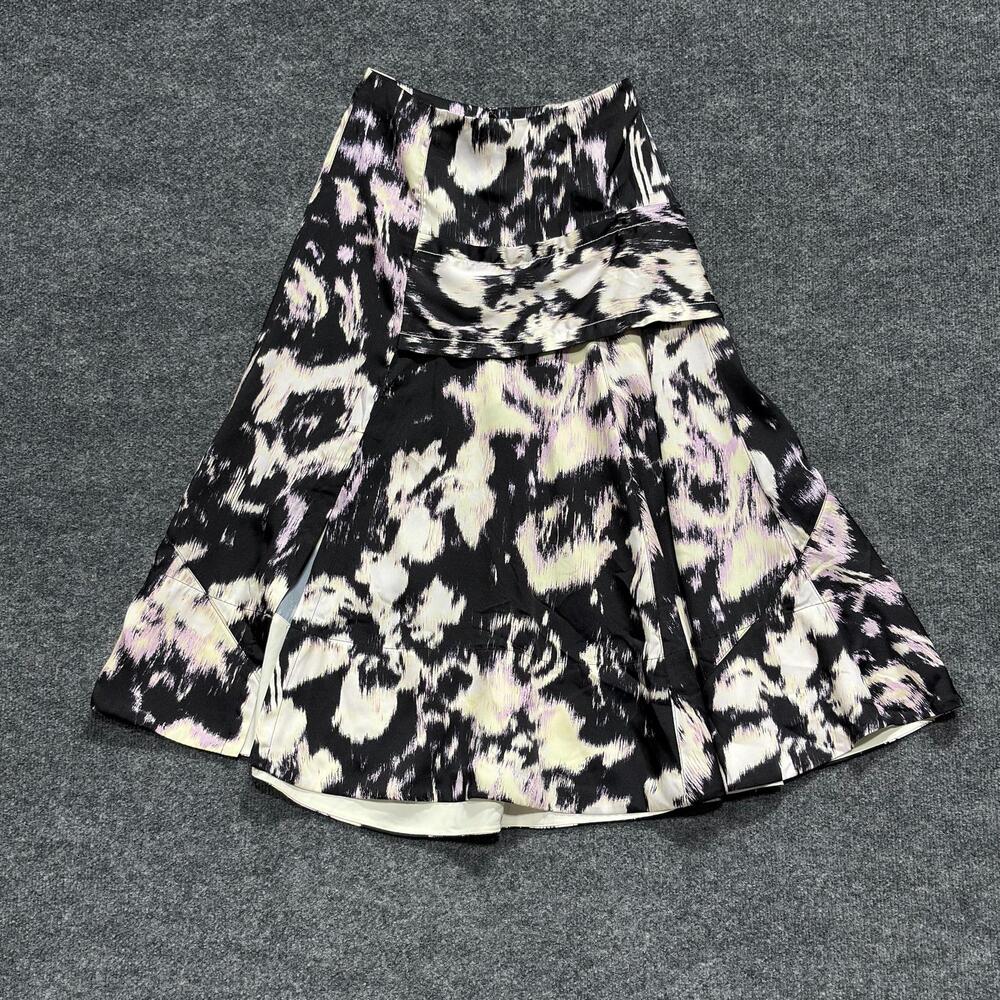 3.1 Phillip Lim Skirt Womens 00 Black Animal Print A Line Pleated Midi Satin